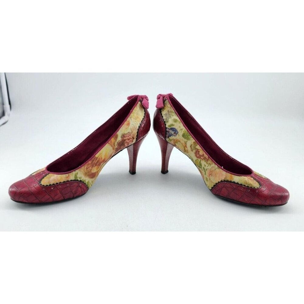 XOXO Women's Y2K Leather Cap Toe Floral Pump Heels Girly Soft Romantic Size 10 - Picture 9 of 13